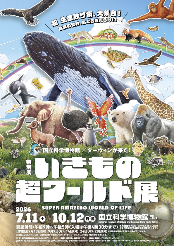 「いきもの超ワールド展 国立科学博物館×ダーウィンが来た！」チラシ